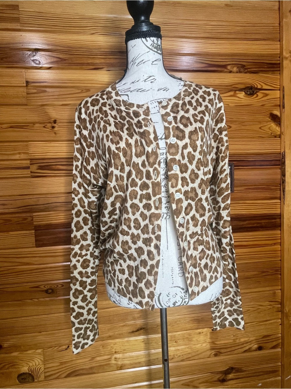 J. Crew Leopard Print Cardigan in Brown and Cream